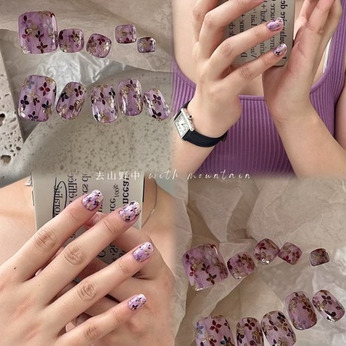 去山野中NAIL手工甲片小红书小众ins手脚同款复古花花显白穿戴甲