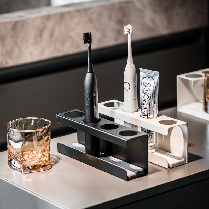 高级感电动牙刷架子简约壁挂式刷牙杯子收纳架卫生间洗漱台置物架
