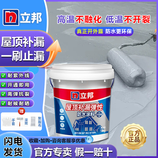 立邦屋顶补漏弹性防水涂料房顶裂缝补漏王平房聚氨酯房顶防水涂料