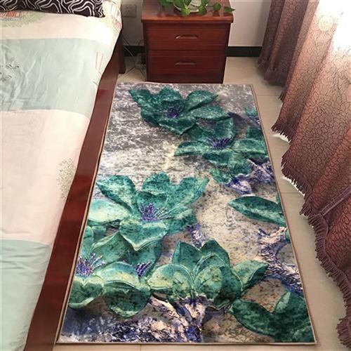 轻奢花房图案毯钻绒印花地金客厅茶几地垫朵间卧室床边定制可机洗
