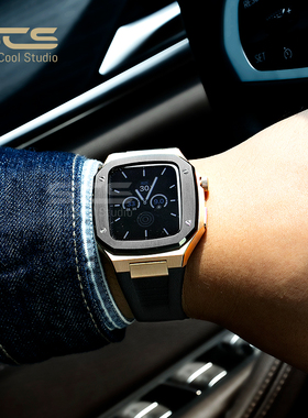 适用iWatchS9苹果手表配件8 7 6 5 4 SE精钢改装壳44mm 45mm