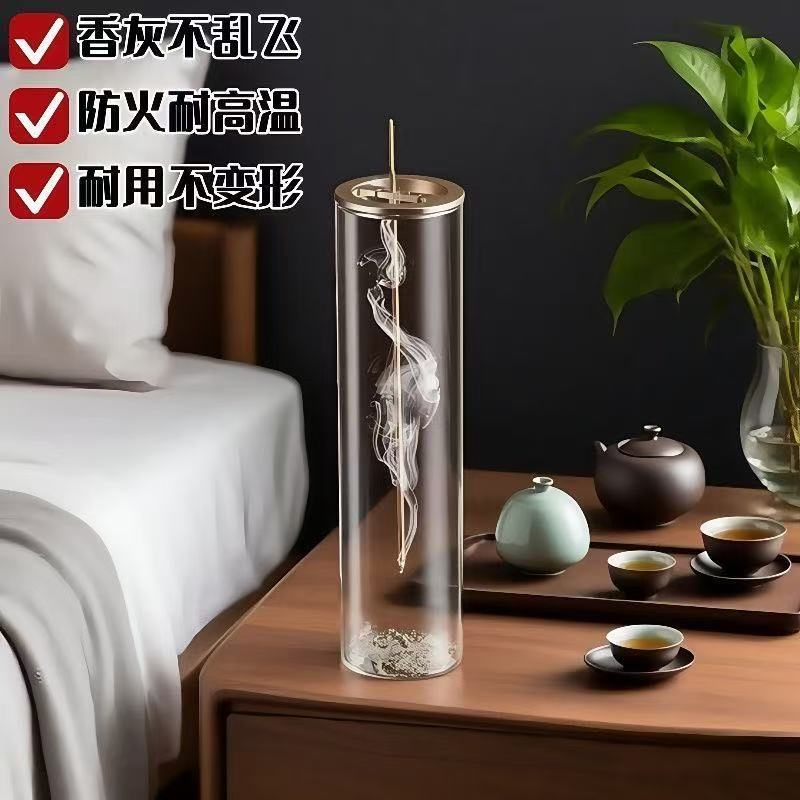 防灰飞倒挂香插玻璃容器防洒创意家居香薰摆件瑜伽馆香插透明香炉