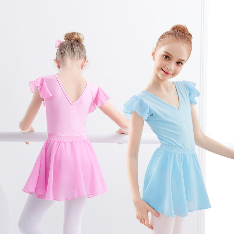 女童舞蹈练功服夏季短袖芭蕾舞裙