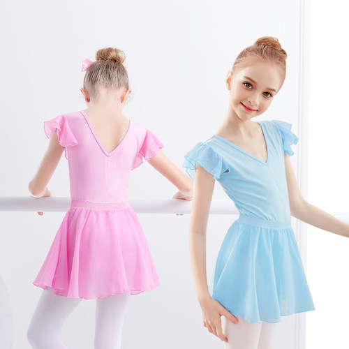 女童舞蹈练功服夏季短袖芭蕾舞裙