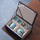 汝窑单人茶具套组覆古冰裂陶瓷一壶二四杯景德镇可携式 高端茶具送