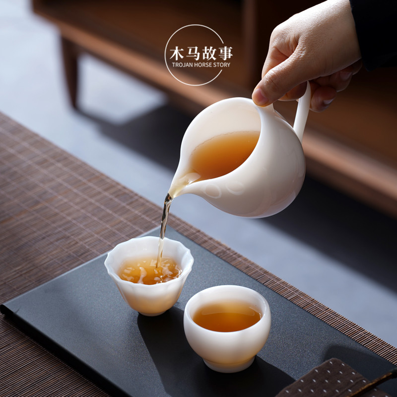 德化白瓷冰种玉瓷茶杯羊脂玉瓷功夫茶主人杯陶瓷小品茗杯一对高档