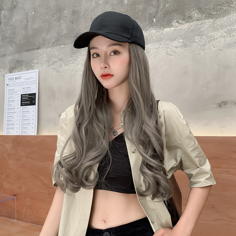 可拆卸长卷发假发帽女大波浪