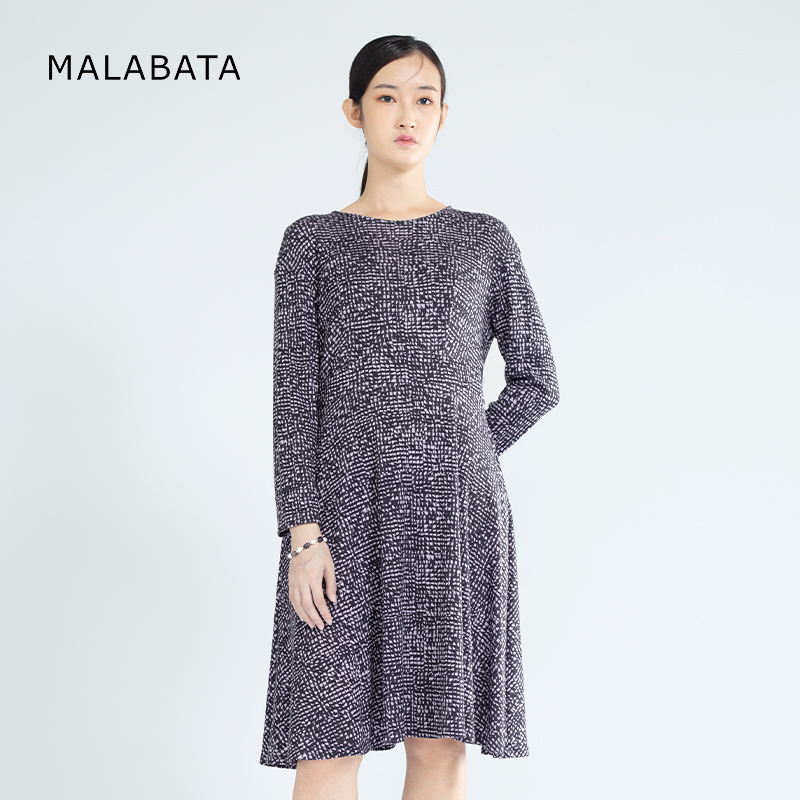 malabata羊毛连衣裙女圆领时尚