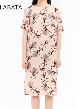 MALABATA印花女士连衣裙夏款优雅气质圆领中长裙MA242L144020