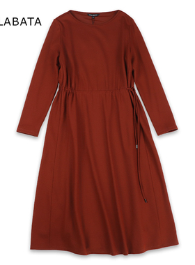 MALABATA秋季女士显瘦毛呢抽绳长款连衣裙MA244L122257