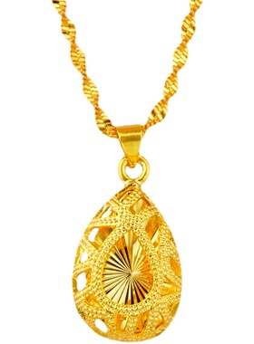 项链女妈妈款送长辈黄金色沙金颈链金店同款锁骨链久首饰