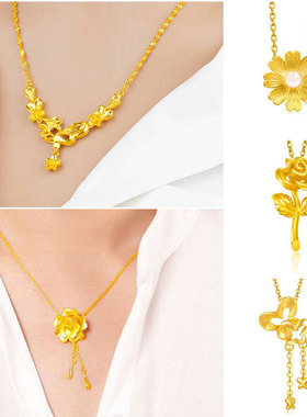金店同款项链女镀黄金色女士项坠时尚锁骨链沙金饰品首饰久不褪色