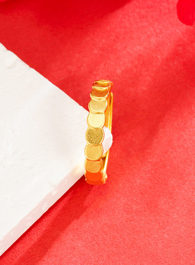 蜂巢戒指活口越南沙金女士清新风百搭时尚饰品网红同款开口可调节