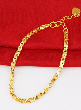 四叶草沙金手链女士时尚个性首饰饰品镀金鱼型手串久不掉色送妈妈