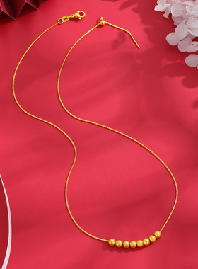 沙金锁骨链不掉色饰品时来运转金豆圆珠项链女款转运珠配链国风