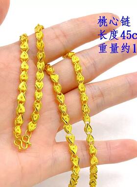 越南沙金项链女士锁骨链单链子细仿18K镀黄金色蛇骨链粗款金鱼链