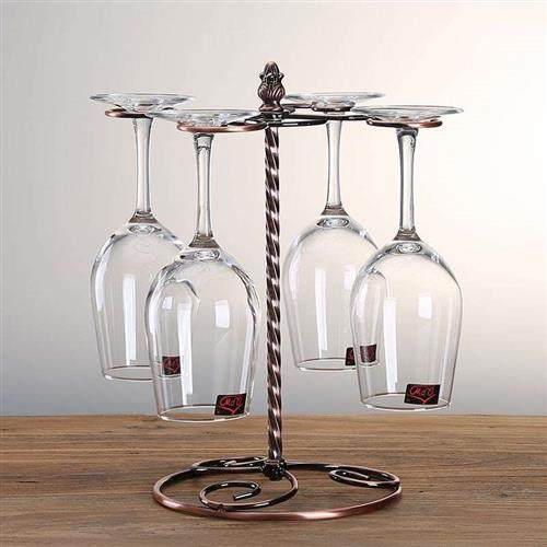 酒杯架含酒杯红酒架铁艺架倒F挂高脚杯架葡萄酒挂杯架