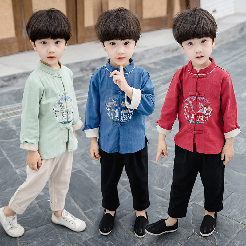 新款春秋儿童纯棉汉服套装图片