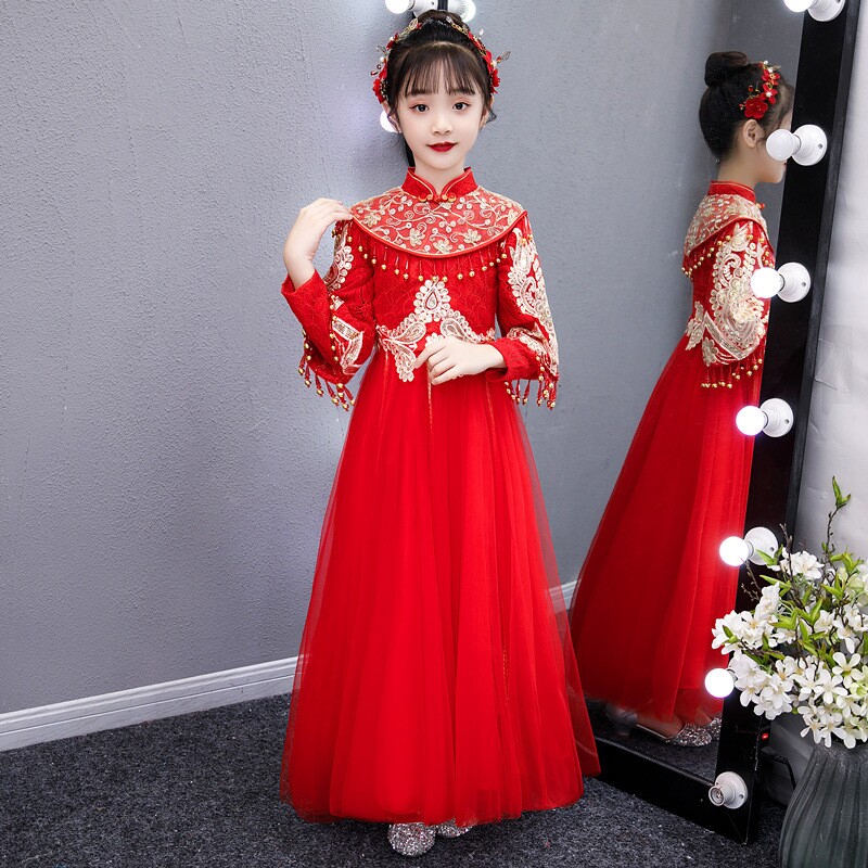 女童旗袍2025年新款中国风演出服