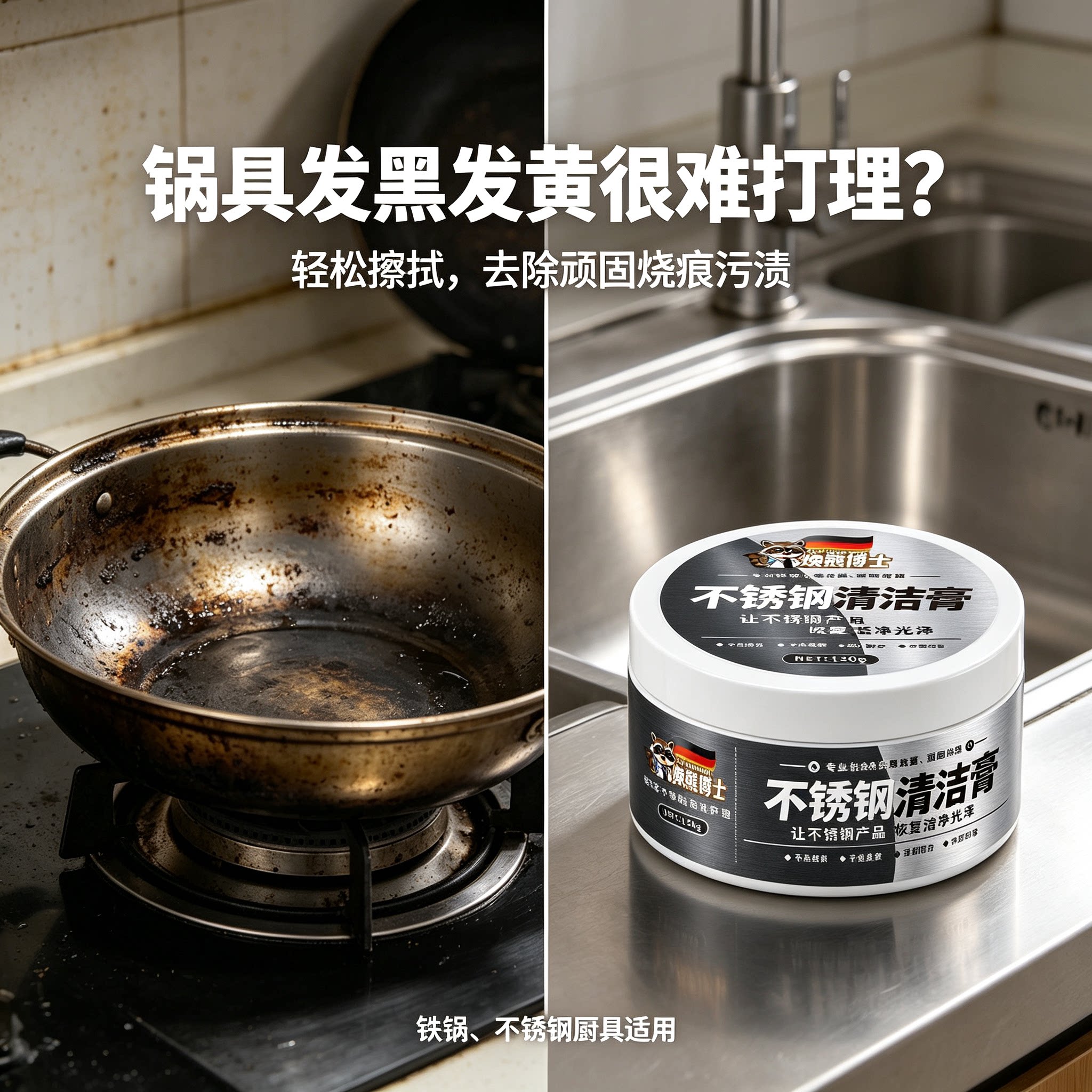焕熊博士不锈钢清洁膏家