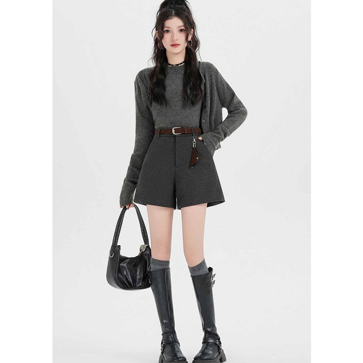 2026春季新款毛呢短裤外穿小个子巨好看的冬装裤子黑色休闲阔腿裤,女装/女士精品,休闲裤,淘宝优惠券,粉丝福利购,淘宝优惠卷