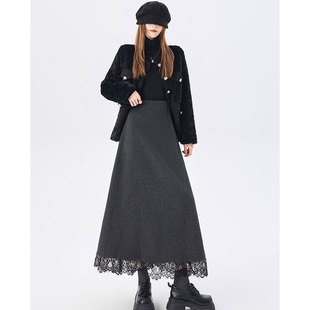 加绒超好看冬装 高腰显瘦遮胯垂感a字大摆伞裙子 半身裙女秋冬新款