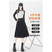2026早春新款 学院风灰色百褶半身裙女高腰显瘦a字西装 百搭中裙子