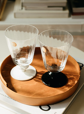 YYUN/昀 黑白红酒杯高脚手工玻璃香槟杯 法式中古杯啤酒杯子礼盒