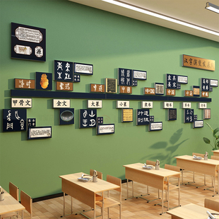 汉字演变发展线书法教室氛围布置装饰环创互动墙贴纸班级文化培训