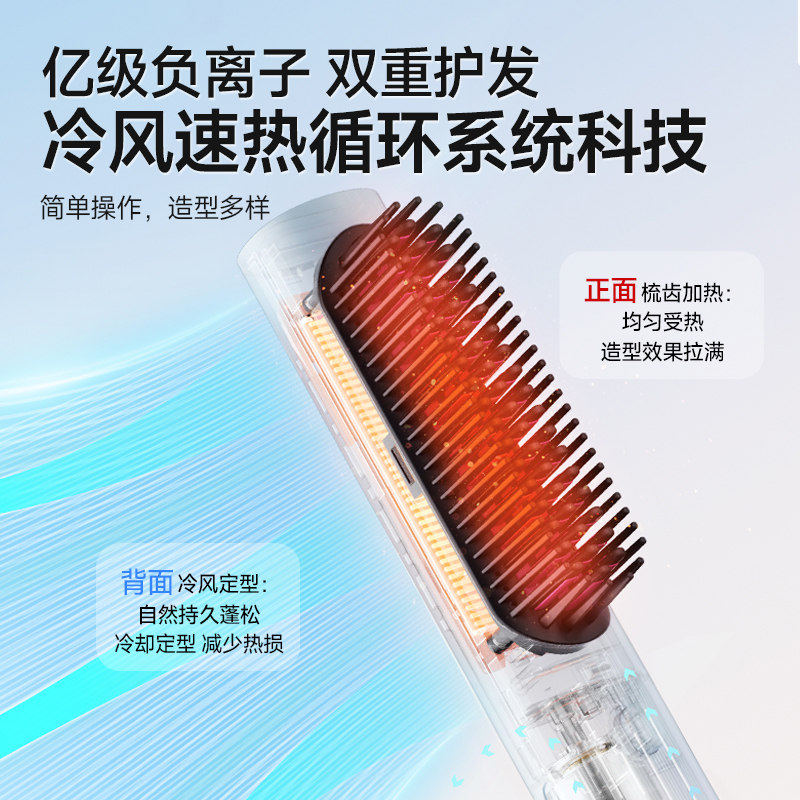 敏煌负离子冷风定型直发梳弧形直发夹板高颅顶蓬松女三合一卷电卷