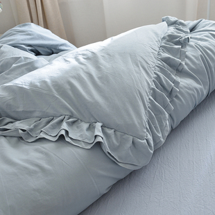 ins水洗棉双层花边被套单件简约纯色单双人学生宿舍180x220单被罩