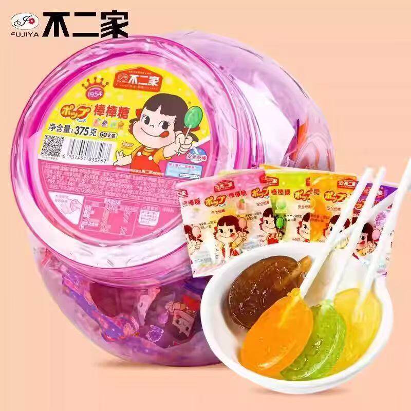 不二家棒棒糖桶装60支水果味儿童糖果节日礼物年货糖果喜糖零食