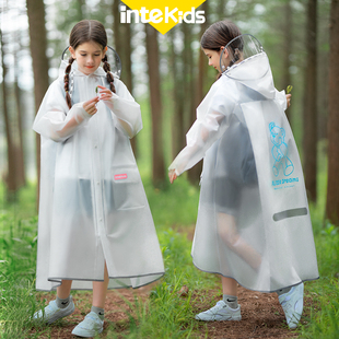 全身中大童防雨服 儿童雨衣男童女孩学生上学专用带书包位雨披长款