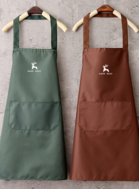 可爱日系围裙家用厨房防水防油男女士夏季薄款工作服定制logo印字