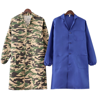 围裙长袖迷彩外套大褂布料工作服定制logo印字男女士加肥加长耐脏