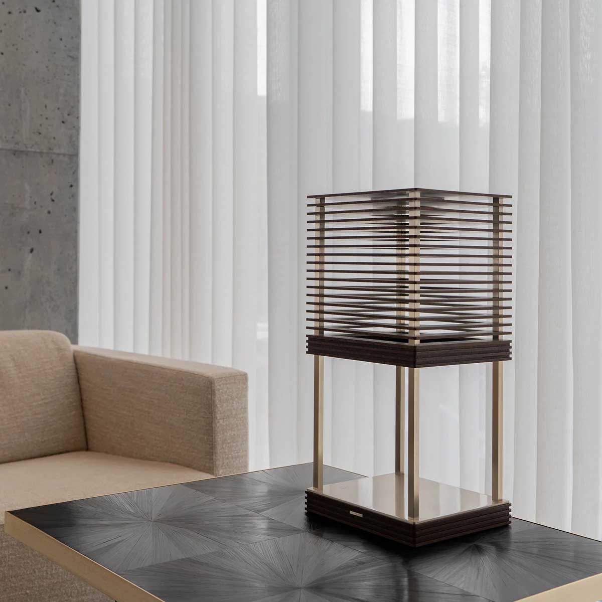 意大利ARMANI MIYA台灯轻奢意式客厅卧室胡桃木新中式酒店落地灯