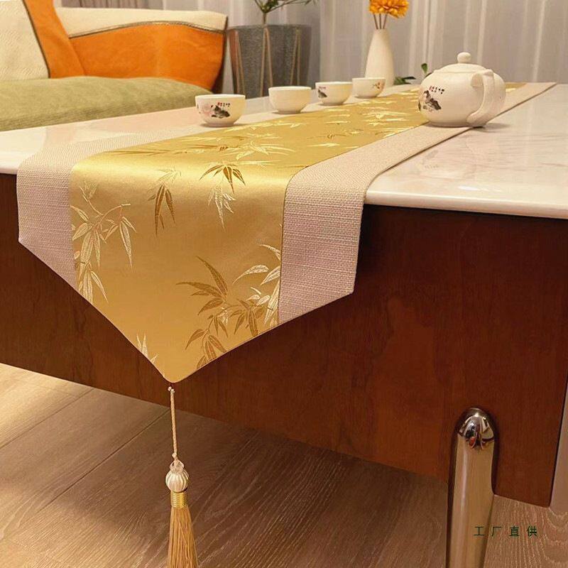 新中式禅意桌旗轻奢高端茶几桌布艺长条茶席茶旗现代简约茶桌垫布