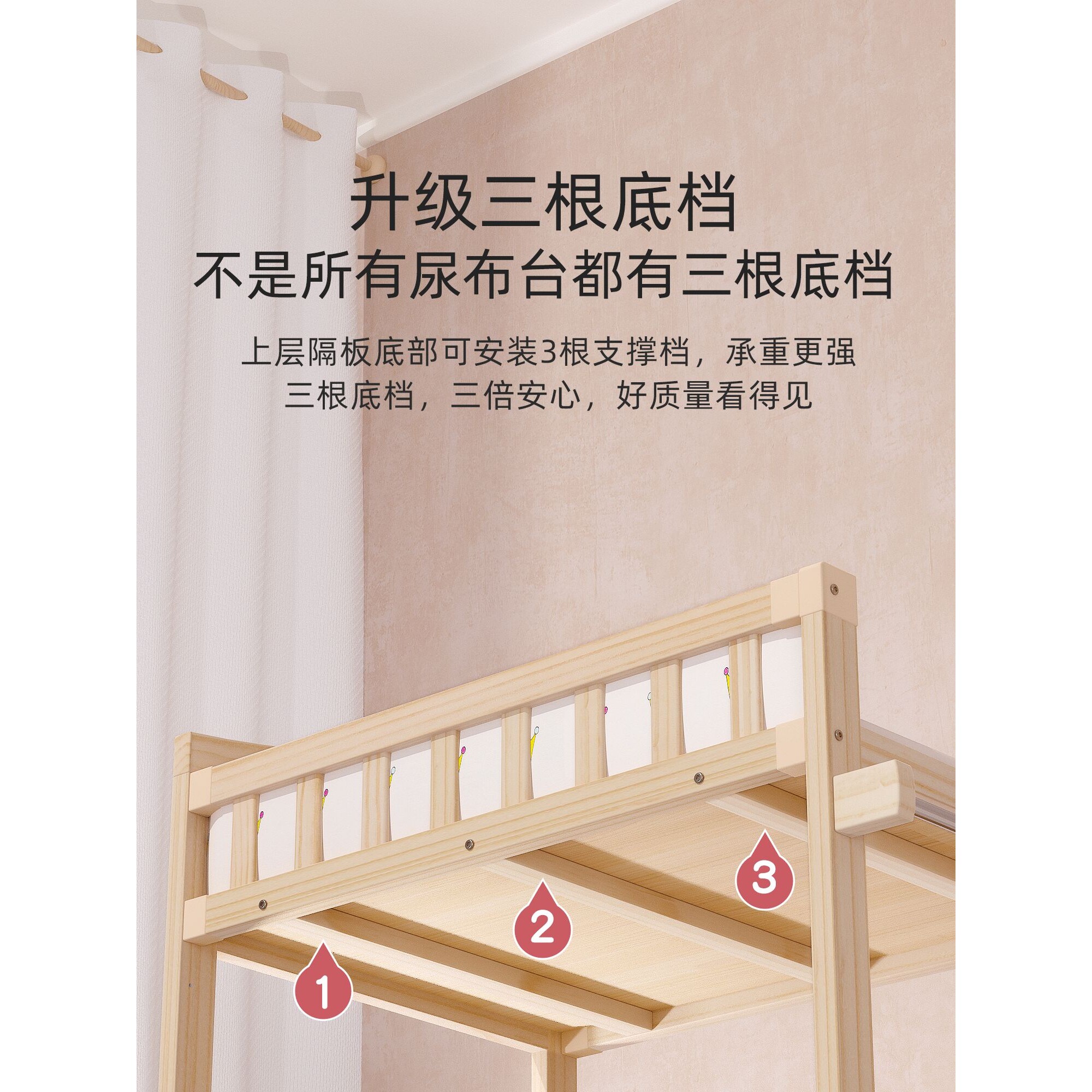 ?实木尿布台婴儿护理台宝宝按摩抚触台洗澡收纳多功能换衣台可移