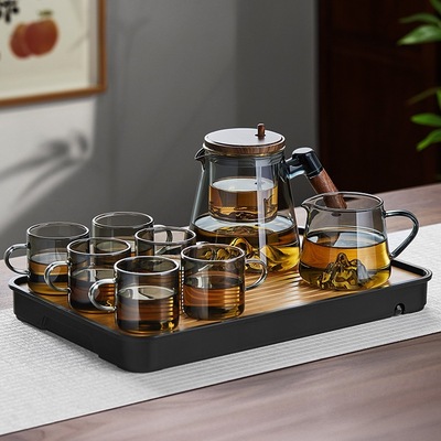 飘逸壶一键茶水分离茶具套装茶盘玻璃泡茶壶家用泡茶杯办公室新款