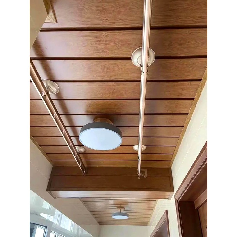 ?木纹铝扣板阳台吊顶长条美式天花板吊顶自装卫生间铝合金集成吊