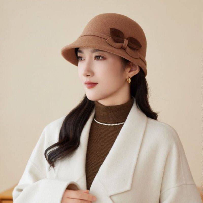 新款毛呢中老年妈妈渔夫帽气质潮流洋气女秋冬季韩版时尚百搭盆帽