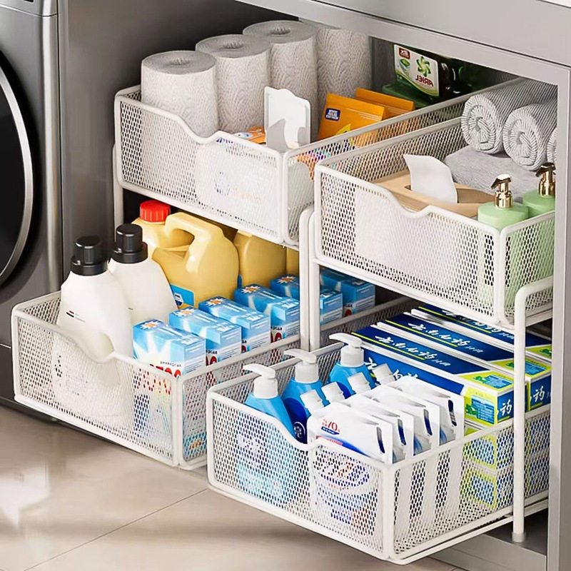 浴室柜置物架卫生间浴室抽拉式抽屉水下水池洗手台分层收纳