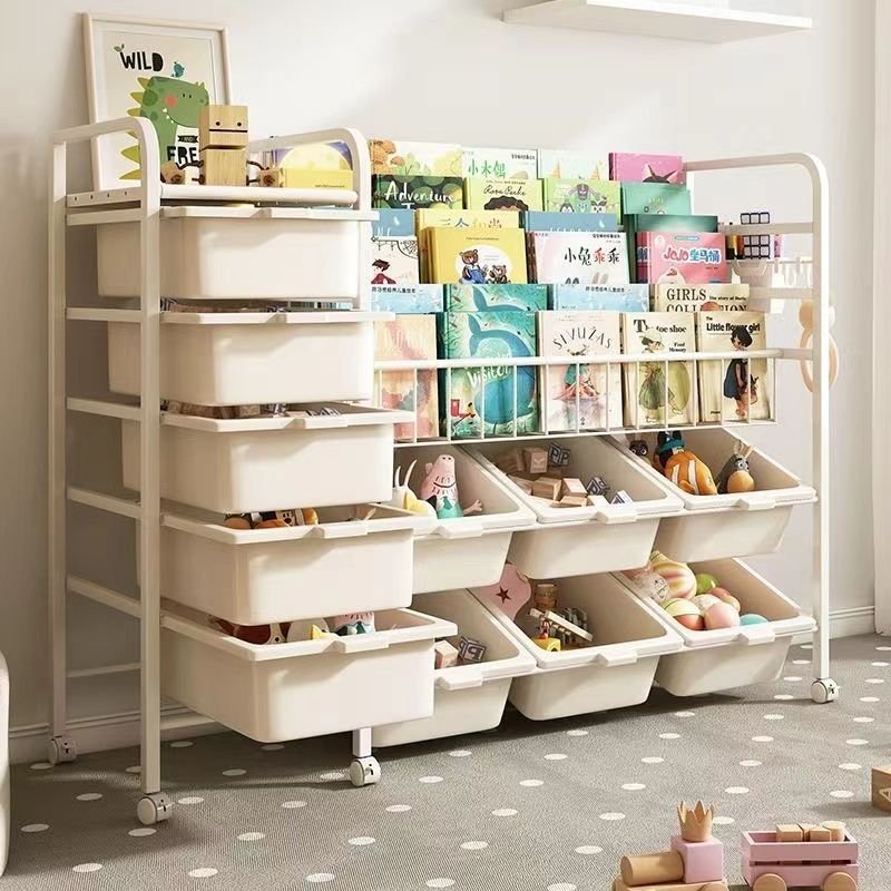 移动书架家用绘本架儿童阅读宝宝书柜多层玩具落地收纳简易置物架