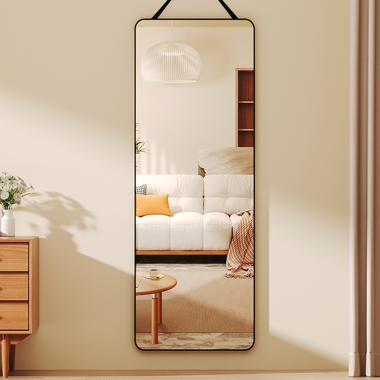 全身镜子贴墙自粘墙面壁挂式挂墙穿衣镜家用试衣镜卧室挂绳大镜子