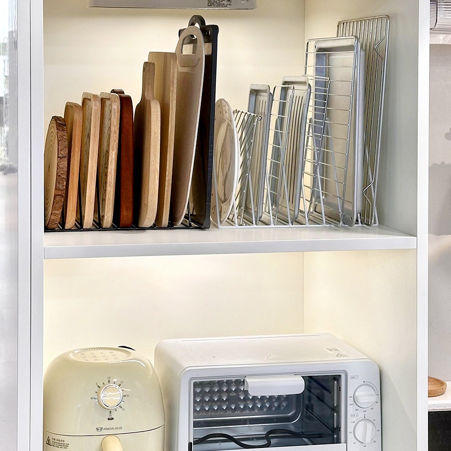 橱柜内铁艺烘焙烤盘收纳置物架烤盘架分格放置架烘焙架架子收纳架