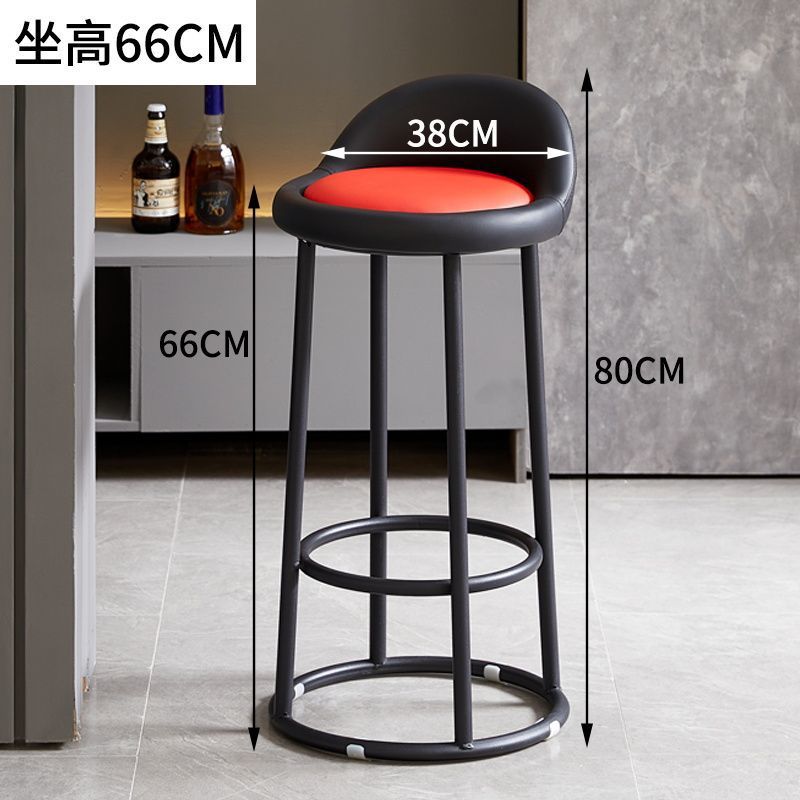 特厚铁艺凳子简约圆凳高脚凳家用靠背椅子吧台凳成人三环高折叠椅