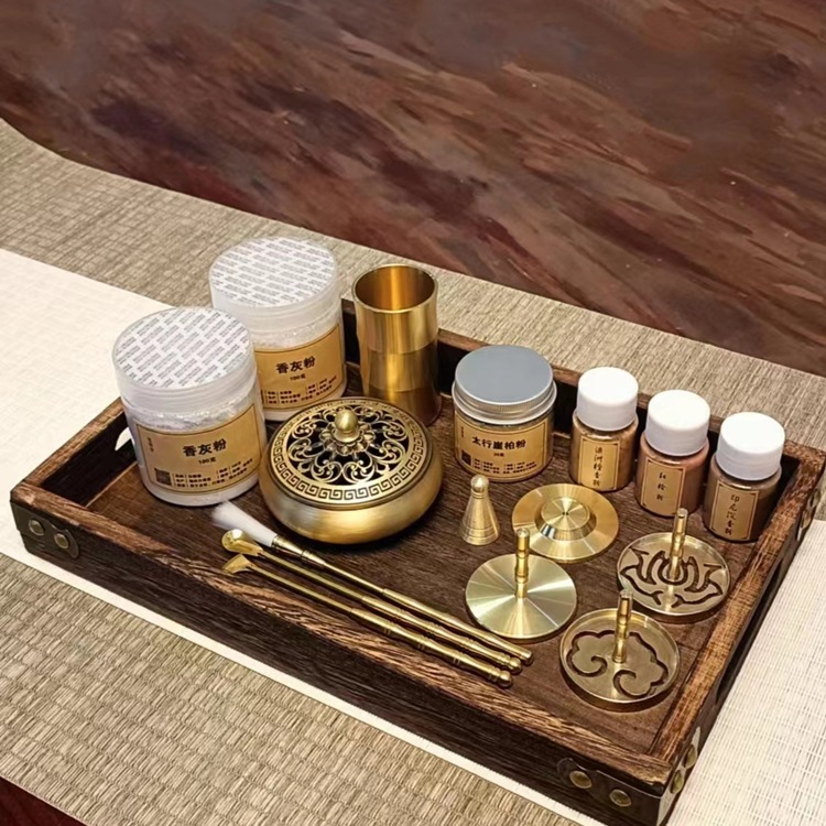 纯铜香篆套装打篆香炉香具香拓香灰压香铲香勺香粉檀香沉香托盘无