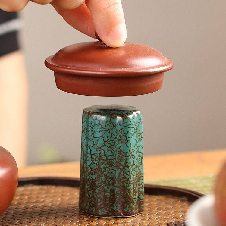 粗陶茶壶盖碗盖置家用陶瓷复古紫砂壶盖托盖子功夫茶具茶道配件