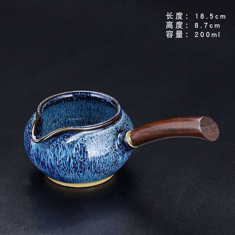 窑变茶海仿古侧把公道家用分茶器陶瓷建盏加厚大号一体高档公平杯