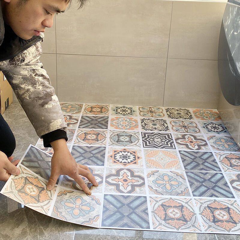 厨房地砖地面防滑耐磨自粘地贴厕所卫生间浴室瓷砖遮丑防水地板